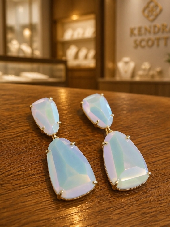 Kendra Scott Jewelry - Kendra Scott Katie Statement Earrings White Iridescent in Gold Hardware